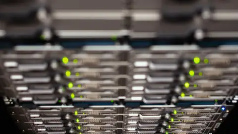 From above contemporary server cable trays without wires located in modern data center